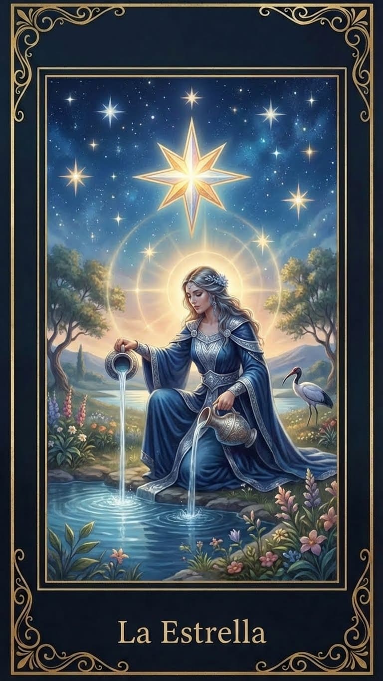 Arcano Mayor del tarot flotando en el éter místico